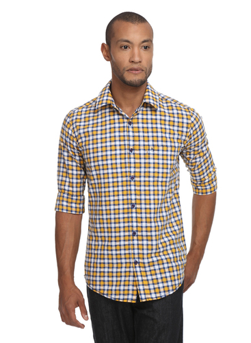 Yellow Checks Shirt Size: Medium
