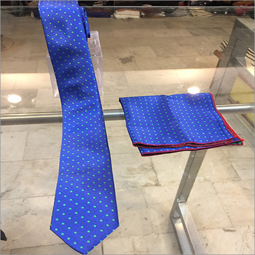 Blue Printed Polyester Necktie