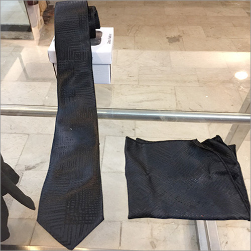 Printed Tie - Silk Material, Black Color | For Men, Stylish Printed Design