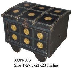 Desk - Wood 27x21x23 inches, Black, Hand-Painted Finish | Storage, Portable, Durable, Stylish Chest