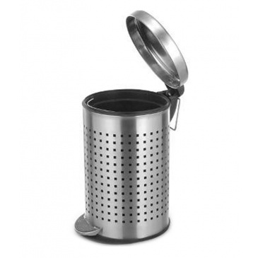 Stainless Steel Perforated Pedal Dustbin - 10x10x15 Inches, 3 Litres | Durable, Anti-Corrosive Finish, Easy Installation