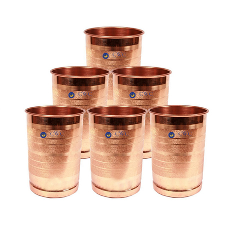 4.0" X 3.2" Handmade Pure Copper Set Of 6 Glass Cup