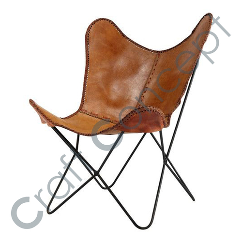 Camel Leather Butterfly Chair No Assembly Required