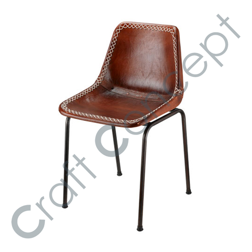 Brown Leather Armless Chair No Assembly Required