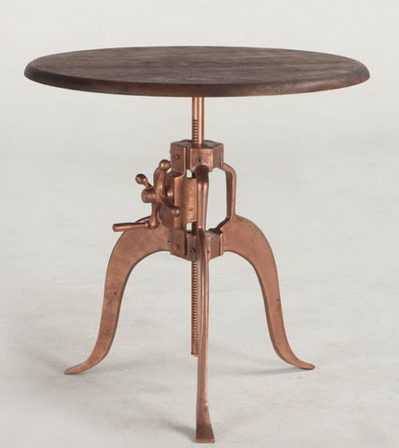 Copper finish with reclaimed wood top crank table