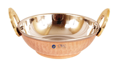 Handmade Stainless Steel Copper Serving Kadai Wok Bowl350Ml