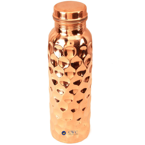 Diamond Hammered Joint Free Copper Water Bottle, 1000 Ml