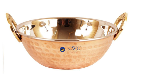 Handmade Stainless Steel Copper Serving Kadai Wok Bowl,500Ml