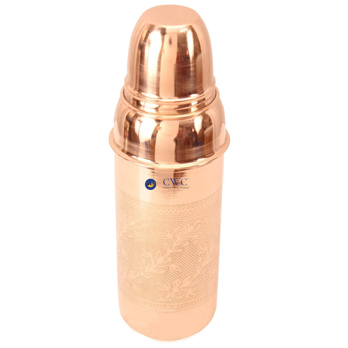 Embossed Thermos Design Copper Bottle, 800 Ml