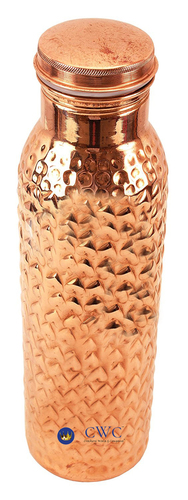 Joint Free Leak Proof Heart Design Copper Bottle, 1050 Ml