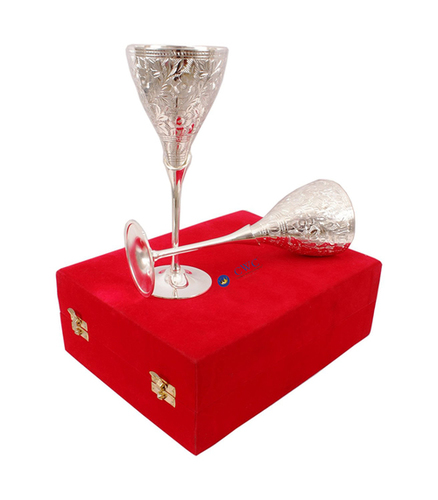 Silver Plated Flute Design Champagne Glass