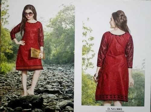 Red Designer Catalog Kurti