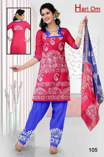 Ethnic Salwar Suit - Cotton Fabric, Pink, Multiple Sizes | Printed Design, Tear Resistant, Fine Finish, Elegant Style