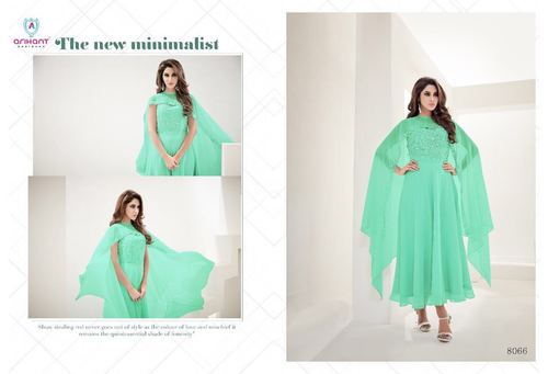 Light Green Georgette Embroidered Kurti