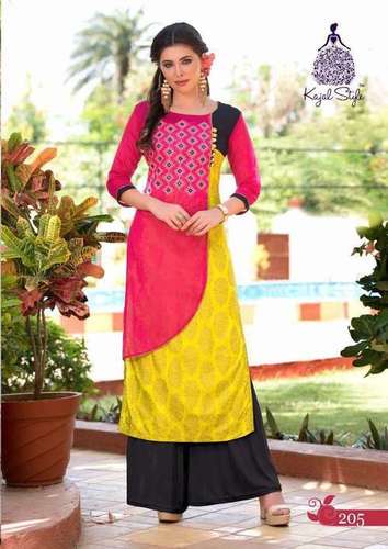 Pink And Yellow Tunic Kurti