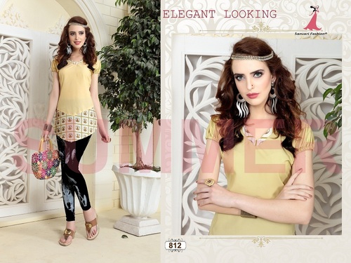 Summer Kurtis - Cloth Printed Ethnic Wear for Ladies, Trendy Design in Yellow | Breathable, Washable, Available in Multiple Sizes