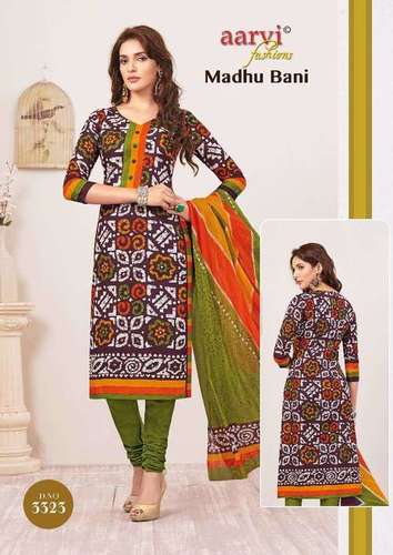 Fancy Salwar Suits - Cotton Printed Top with Plain Bottom, Printed Cotton Dupatta | Elegant Design, Tear Resistance, Party Wedding Wear