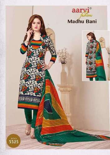 Cotton Salwar Suits - Cotton Fabric, White, Printed | Elegant Design, Fine Finish, Tear Resistance