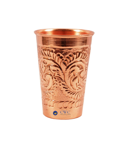 Embossed Copper Glass Tumbler, 350 Ml