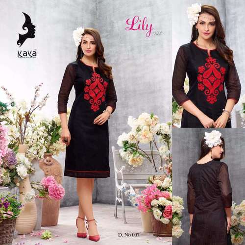 Black &Green Kora Silk Kurtis