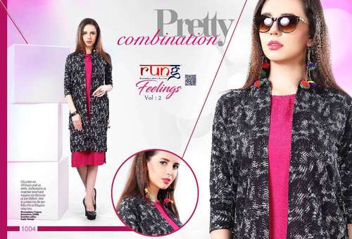 Fancy Kurtis - Cotton Blend, Sizes S-XXXL | Pink and Black, Breathable and Washable with Customized Logo