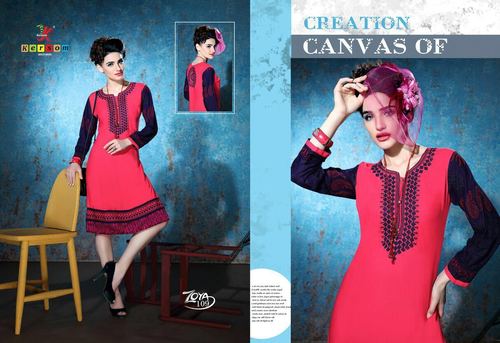 Pink Printed Rayon Kurtis