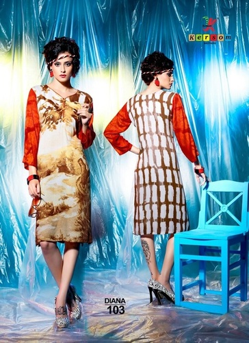 Printed Rayon Kurtis - Long Sleeve, Multicolor, Available in Sizes S to XXXL | Breathable, Washable, Customized Logo