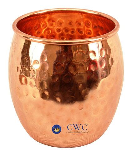 Hammered Copper Glass Tumbler, 590 Ml