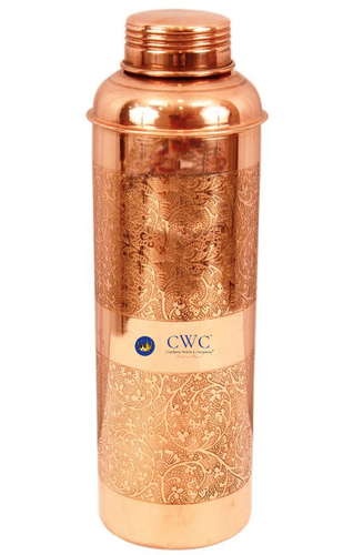 Embossed Bisleri Design Copper Bottle, 800 Ml