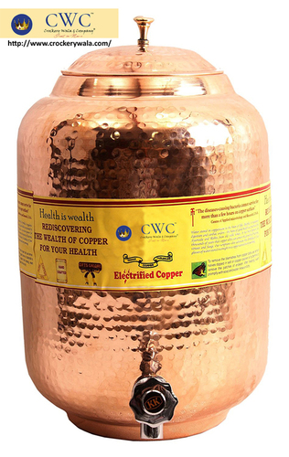 Hammered Copper Dispenser Pot Matka, 4000 Ml