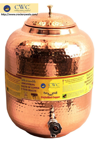 Hammered Copper Water Dispenser Container Pot Tank, 15 Ltr