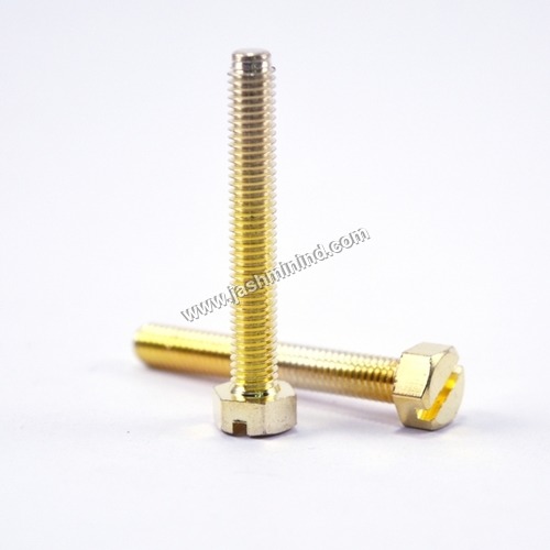 Full Threaded Brass Slotted Hex Screw