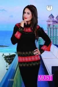 Ladies Woolen Top - 100% Acrylic, Thigh Length, Black & Red Stripes | Full Sleeves, Comfortable Fit, Skin-friendly, Easy To Wash