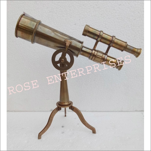 Antique Finish Brass Tripod Telescope