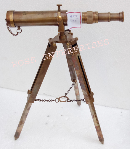 Brass Antique Finish Maritime Collectible Tripod Telescope