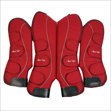 Horse Traveling Boots - Fabric & PVC | Extra Length for Knee & Hock Protection, Fleece Lining, Shock Absorption, Air Ventilation, Vibrant Colors