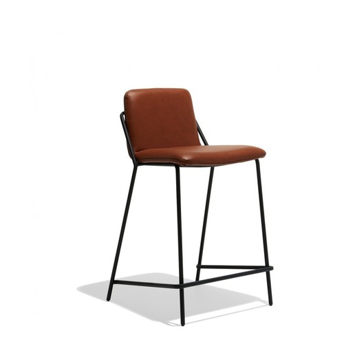 Industrial Leather Seat Sling Barstool