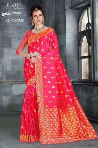 Traditional Sarees - Silk, 5.5m Length, Pink | Lightweight, Smooth Texture, Wrinkle-Free, Elegant Design
