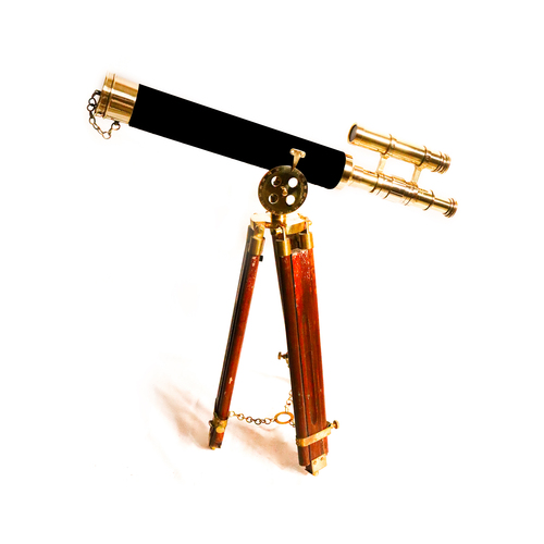 Nautical Double Barrel Brass Telescope with Tripod Stand