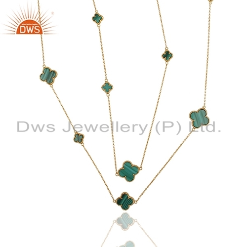 Malachite Gemstone Gold Plated Necklace