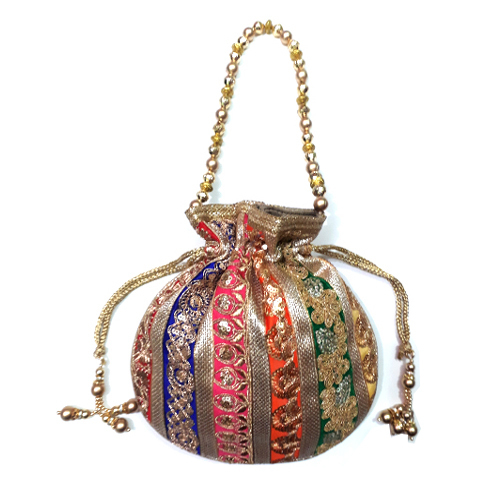 Potli Return Gift Bag - Silk, 8.5x8 Inch - Assorted Colors, Drawstring Closure, Ideal for Elegant Gifting and Celebrations