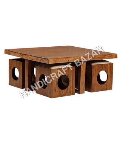 Designer wood table with stool