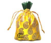 Thamboolam Bags - Silk Material, 9x7 Inch Size | Assorted Color, Customizable Design, Logo, And Drawstring Handle