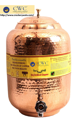 Handmade Copper Water Pot 5.5 Ltr. Storage Tank With Tap