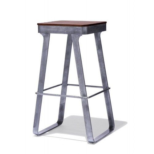 Wooden Square Top Industrial Bar Stool