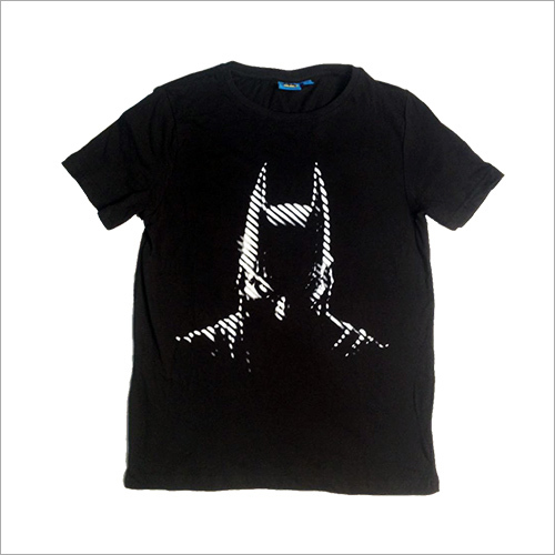 Mens Printed T-Shirt - Cotton Fabric, Collar Neck Style, Black Color | Comfortable Fit, Short Sleeves, High Tear Resistance