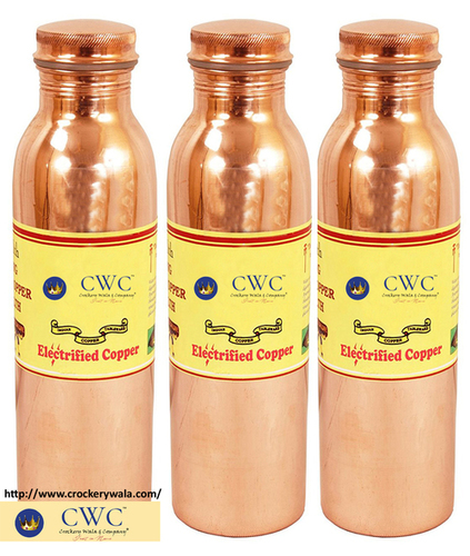 Set Of 3 Leak Proof Joint Free Copper Bottle, 1000 Ml