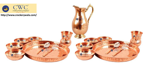 Set Of 2 Copper 8 Piece Dinner Set With Royal Jug