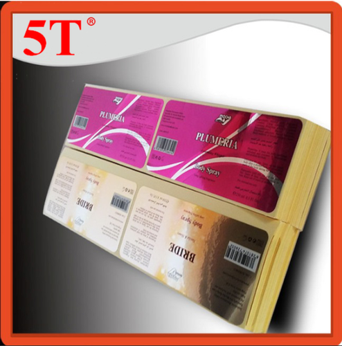 Reflective Silver Background Perfume Bottle Stickers - 50mmx25mm, High-Quality Adhesive, Vibrant Multi-Color Printing, Glossy Finish with Custom Options