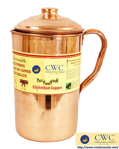 Plain Pure Copper Jug Pitcher, 1.6 Liters